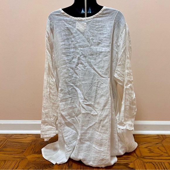 Flax White Women's Linen Dress - Picture 2 of 3